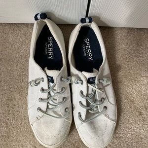 White lace up Sperrys